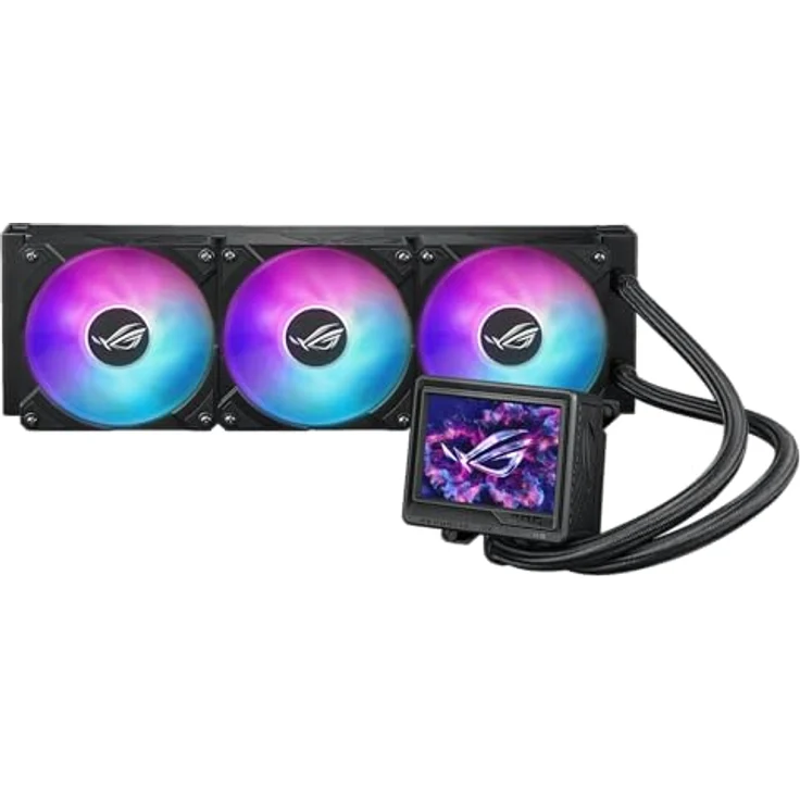 ASUS ROG Ryujin III 360 ARGB Extreme All-in-One-Flüssig-CPU-Kühler (3,5 Zoll LCD Bildschirm, Aseteks Emma Gen8 V2-Pumpe, verdickte magnetische ROG ARGB-Lüfter, Geräuschoptimierung, schwarz) – Bild 1