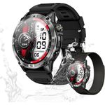 Valdus Herren's IP67 Wasserdicht AMOLED Fitness-Tracker Telefonfunktion Smartwatch (3,56 cm/1,4 Zoll, Android/iOS) - Schwarz, mit GPS, Herzfrequenz, Blutsauerstoff, Höhenmesser & Kompass