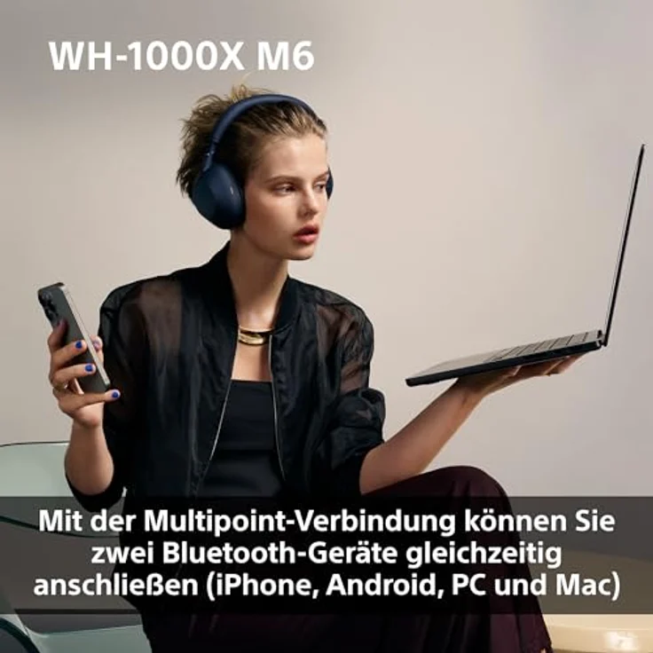 Sony WH-1000XM6P, Over-Ear-Kopfhörer mit Adaptive Noise-Cancelling, Freisprechfunktion, Hi-Res Sound, Multi-Point-Verbindung und Transparenzmodus, schwarz – Bild 12