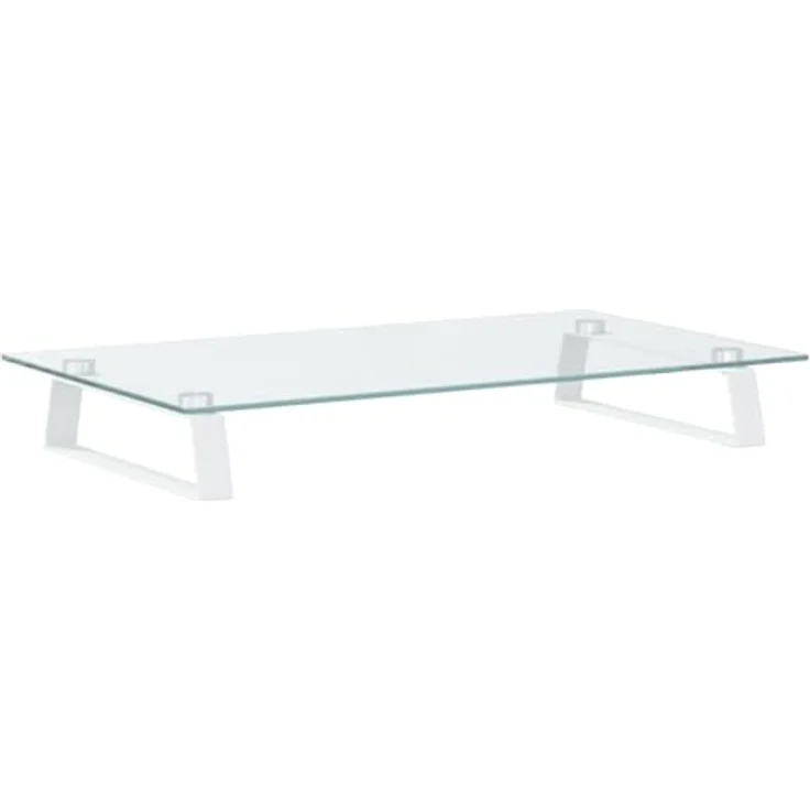 vidaXL Monitorständer, Monitorerhöhung mit Stauraum, ergonomisches Design aus Hartglas und Metall, Weiß 60x35x8cm – Bild 1