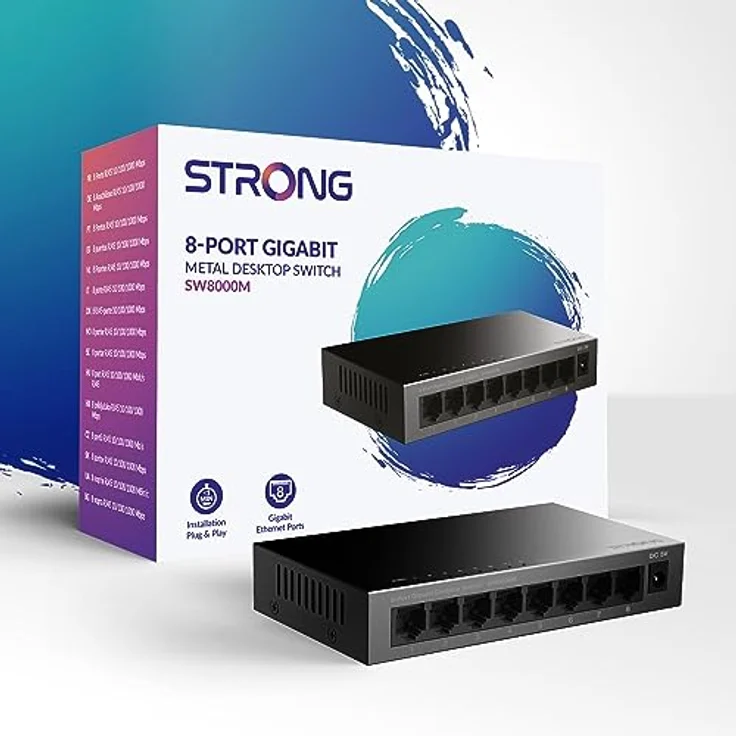 STRONG SW8000M in Metall | 8-Port Gigabit Desktop Switch | Tisch- und Wandmontage | Ideal für schnelle LAN-Verbindungen | optimiert Datenverkehr | lüfterlos | Netzwerkerweiterung | schwarz – Bild 2