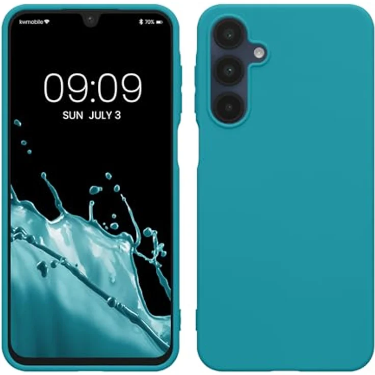 kwmobile Hülle für Samsung Galaxy A16 5G, weiches TPU Silikon Case für kabelloses Laden, petrol matt – Bild 1