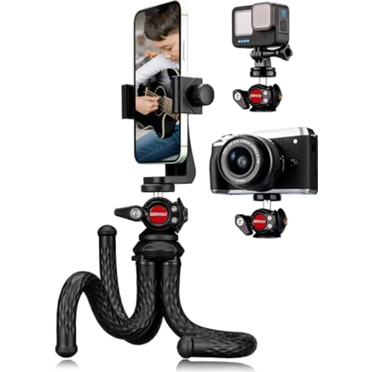 Kamera Stativ, Lammcou 3in1 Ministativ Kamera Handy Flexibel Leicht Stative Universal Robust Octopus Gorillapod Dreibeinstativ Ständer für Kamera Camcorder + Smartphone + Action Kamera, Tripod – Bild 2