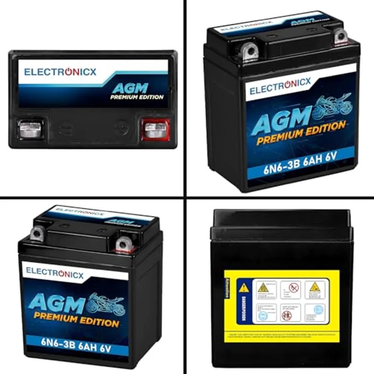 Electronicx AGM-6N6-3B AGM Motorradbatterie 6Ah 6V, wartungsfrei, auslaufsicher, rüttelfest für Motorrad, Roller, Quad und Jetski – Bild 9