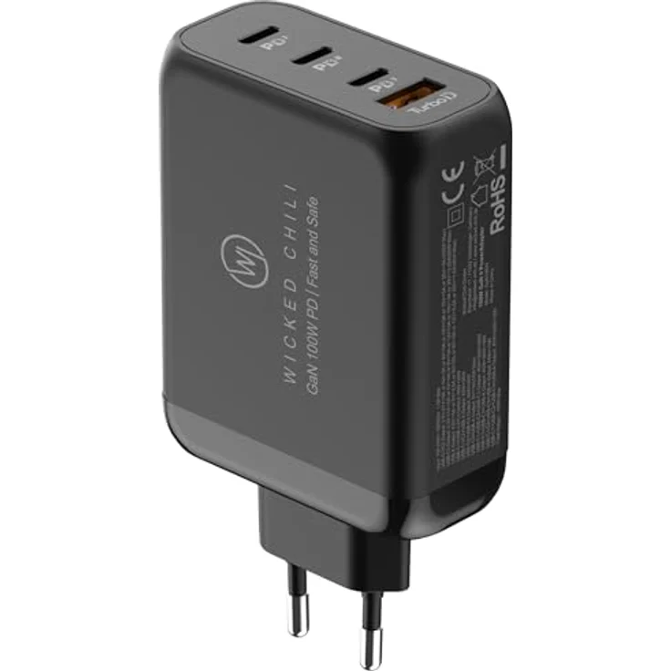 Wicked Chili 100W USB C GaN II Ladegerät | 4 Port Fast Charger PD Netzteil mit PPS für MacBook Pro, iPhone 16, 15, 14, 13 Pro Max Mini & iPad Pro (schwarz)   – Bild 5
