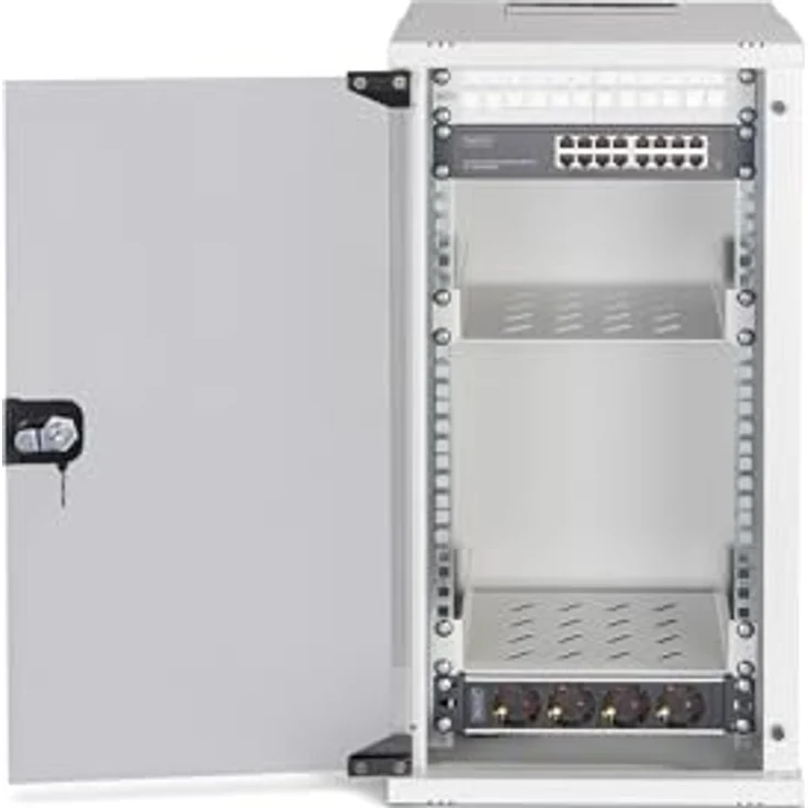 Digitus SOHO PRO 10" Netzwerk-Set, 12HE Wandgehäuse mit Zubehör, grau, kompaktes Serverschrank-System für IT-Verkabelung – Bild 4