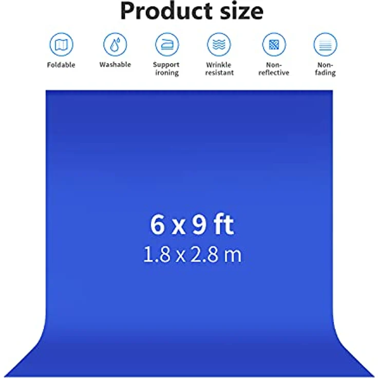 Neewer 1,8 x 2,8 M / 6 x9ft Foto Studio 100% reine Musselin Faltbare Hintergrund-Hintergrund für Fotografie, Video und TV-Geräte (nur Hintergrund) - BLAU - Preisvergleich – Bild 2