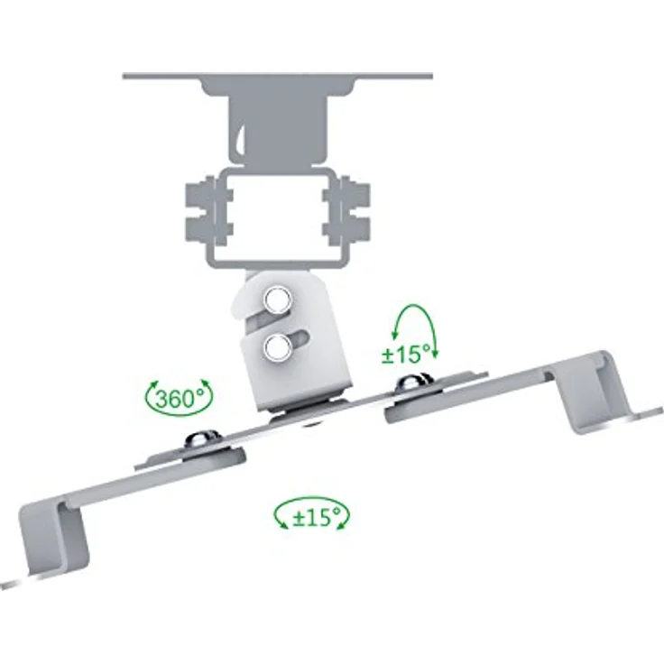 conecto CC50280 Deckenhalterung für Beamer, neigbar -15° bis +15°, schwenkbar 360°, drehbar 360°, Deckenabstand 150mm, Traglast max. 13,5kg, universeller Montagebereich 54-320 mm, weiß – Bild 4