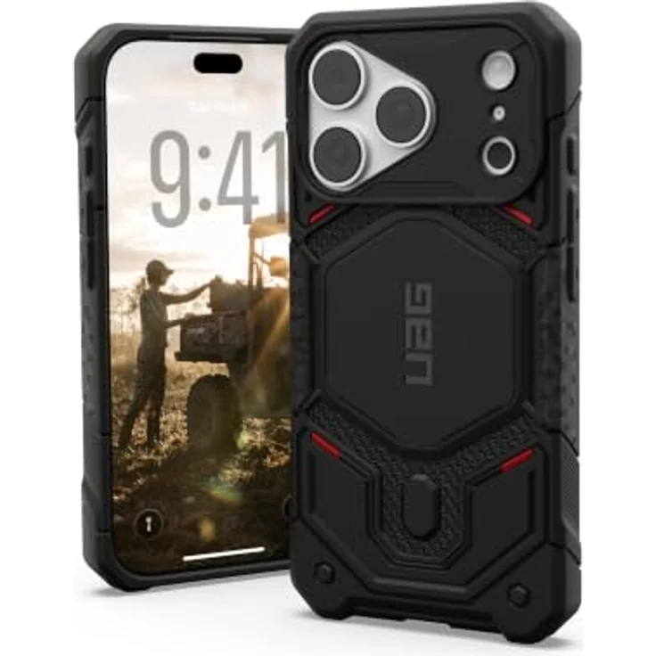 UAG Monarch Pro MagSafe, Schutzhülle aus DuPont™ Kevlar® für iPhone 18 Pro/17 Pro, rutschfest, fallfest bis 7.6 m, kevlar black – Bild 1