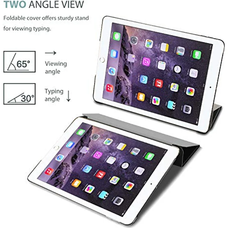 ProCase Hülle für iPad Air 2 (A1566 A1567) - Leichte Stand Schutzhülle mit Translucent Frosted Rückseite, Automatischer Schlaf/Aufwach-Funktion, Grau – Bild 5
