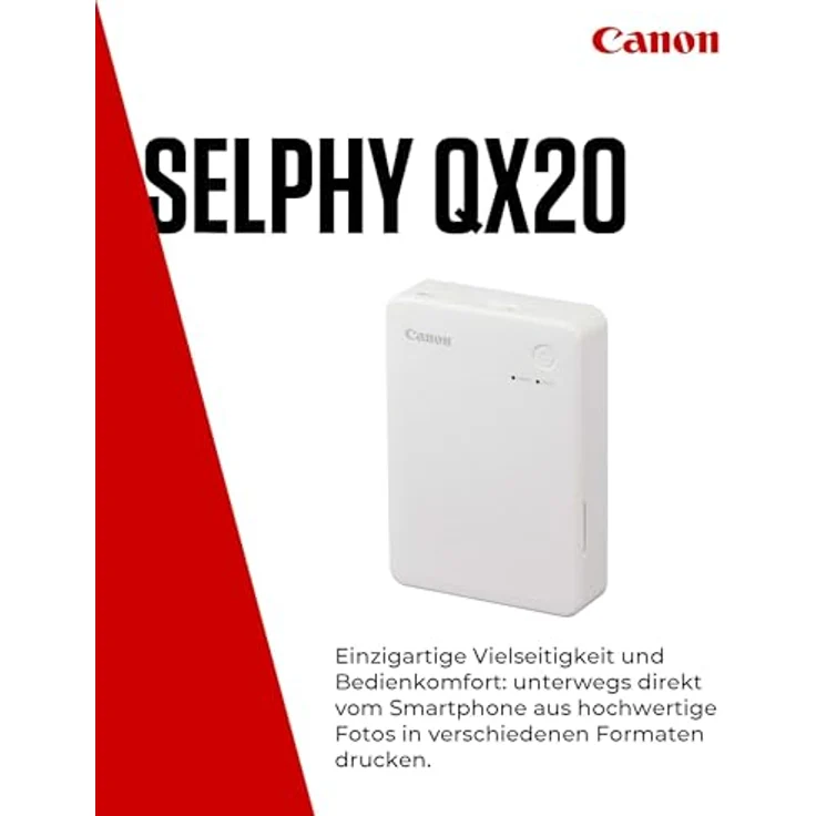 Canon SELPHY QX20 mobiler Fotodrucker - Thermosublimationsdruck, WLAN, 2 Formate, USB-C - Weiß – Bild 2