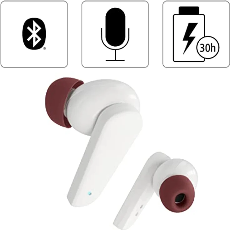 Hama Bluetooth Kopfhörer "Spirit Pocket" (In Ear Kopfhörer mit Mikrofon, True Wireless Earbuds mit Ladestation, besonders leicht, Laufzeit 30h, kabellose Kopfhörer mit Sprachsteuerung) weiß – Bild 2