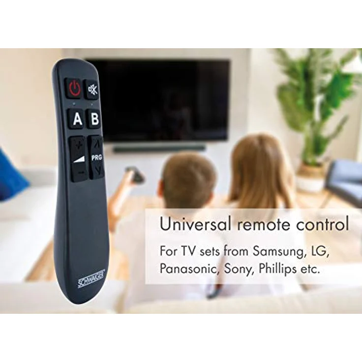 SCHWAIGER UFB1000 533 Universalfernbedienung 8 Tasten Seniorenfernbedienung TV-Ersatzfernbedienung vereinfachte Fernbedienung für alle Fernseher inkl. Batterien – Bild 3