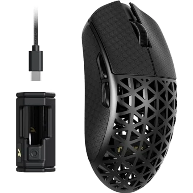 ATTACK SHARK R5 Ultra Carbonfaser HyperSpeed, Kabellose Gaming-Maus mit PAW3950MAX Sensor, 8000Hz Abtastrate, 42000DPI, 39g ultraleicht – Schwarz – Bild 1