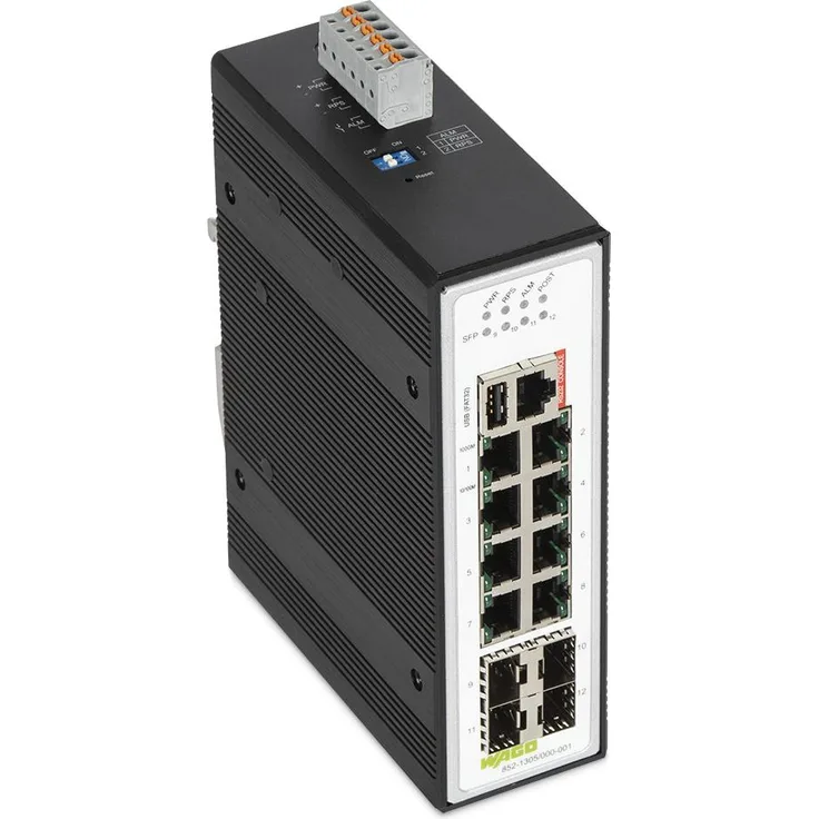 Wago Industrial-Managed-Switch (8 Ports), Schwarz, Netzwerk Switch