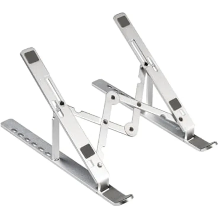 Conceptronic THANA04S Laptop-Kühlständer (15,6 Zoll) aus Aluminium | Ergonomisch klappbar, rutschfest, 7-stufig höhenverstellbar