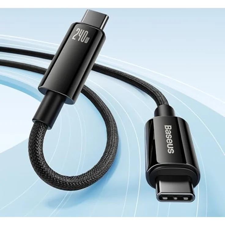 Baseus Tungsten Gold USB Type-C zu USB Type-C Kabel, 240 W, 480 Mbit/s, 3 m, Schwarz – Bild 4