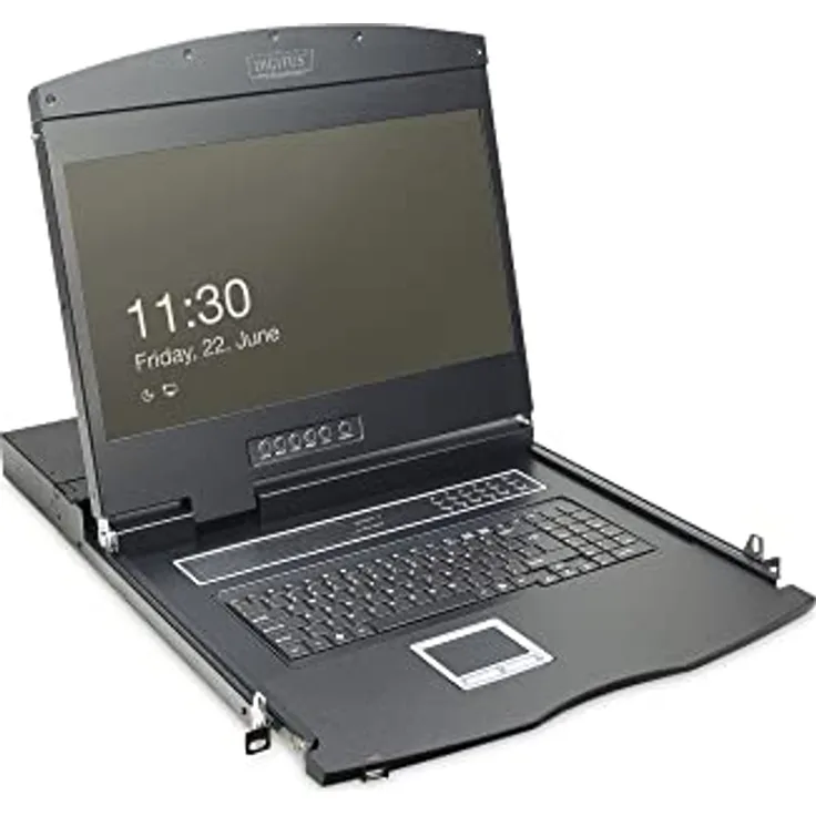 Digitus DS-72211-3FR KVM-Konsole, 19 Zoll VGA Monitor mit 1366 x 768 Pixel, 16 Port KVM Switch, modulare Bauweise