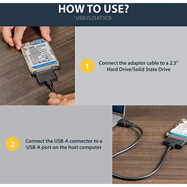 StarTech.com USB 3.0 auf 2,5 Zoll (6,4cm) SATA III Adapter Kabel mit UASP, USB 3.0 zu SATA SSD-HDD Konverter - Adapterkabel – Bild 5