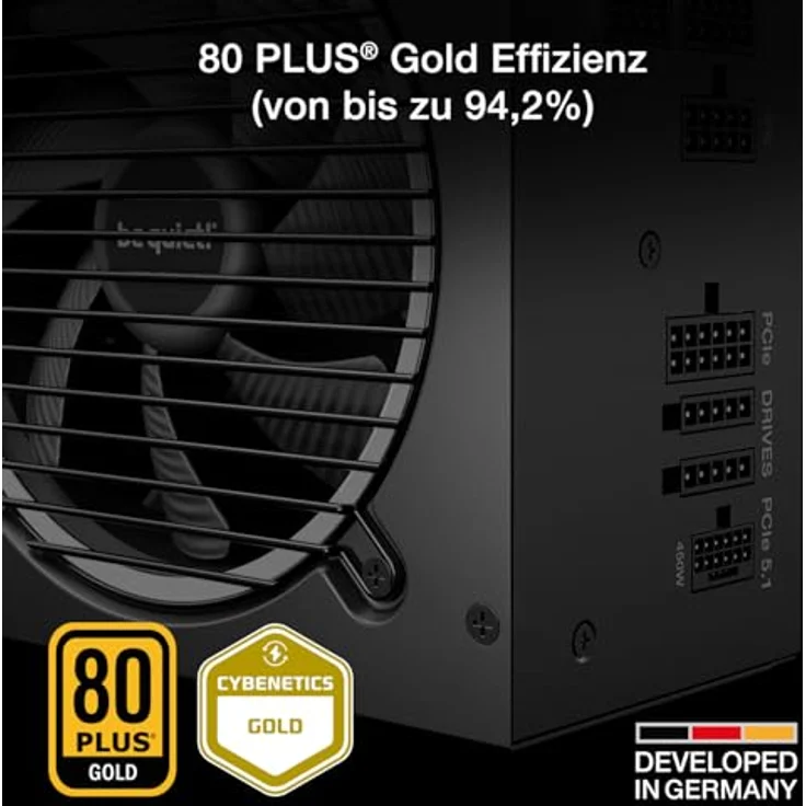 be quiet! Pure Power 13 M 650W Netzteil, 80 Plus® Gold Effizienz, ATX 3.1, für PCIe 5.1 GPUs, semi-passiver Betrieb, 120mm Lüfter, LLC-Technologie, Single-Rail – Bild 2