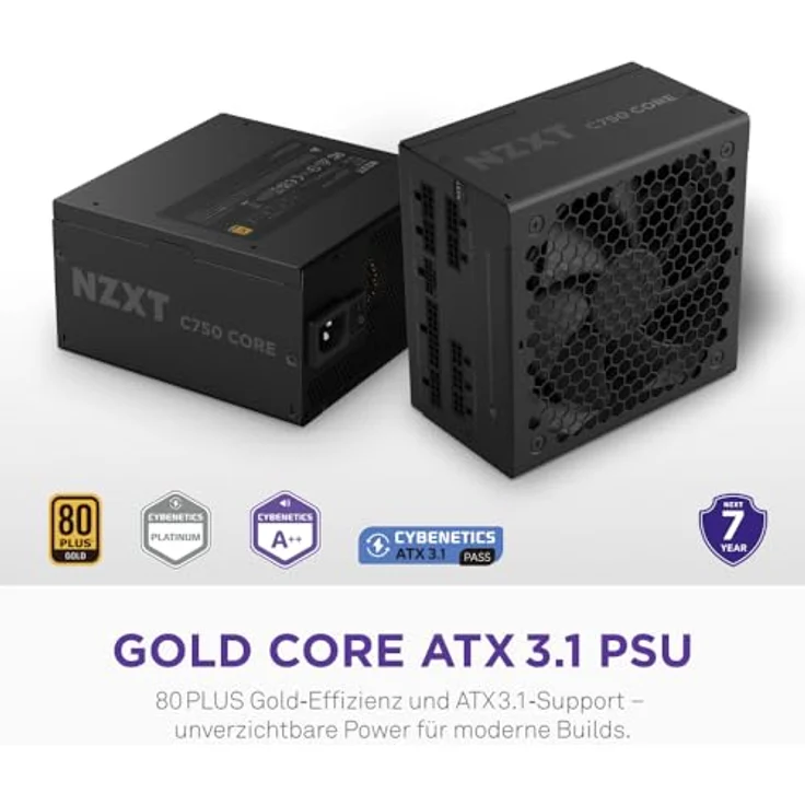 NZXT C750, 750 W ATX 3.1 Netzteil mit 80+ Gold-Zertifizierung, vollmodular und leise Kühlung, Schwarz – Bild 3