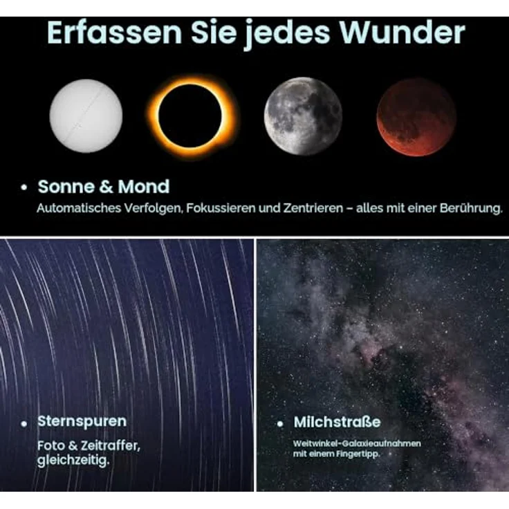 DWARFLAB Smart Telescope AP 30/150 mini, intelligentes Teleskop mit 150mm Telefoto- und 6,7mm Weitwinkellinse, 64 GB Speicher, 840g leicht – Bild 6