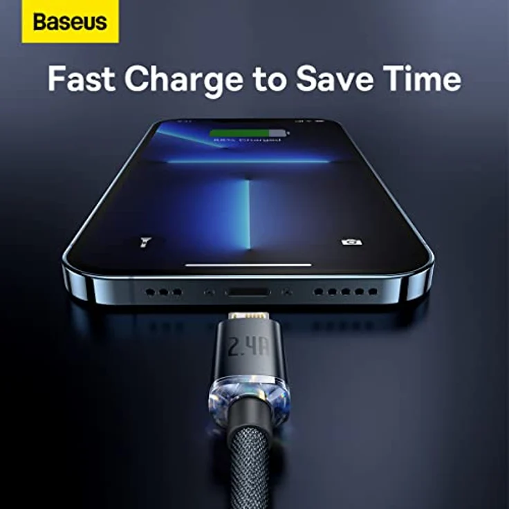 Baseus Crystal Shine Series USB-Kabel, 2.4A für schnelles Aufladen und Datenübertragung, 1.2m, schwarz – Bild 3