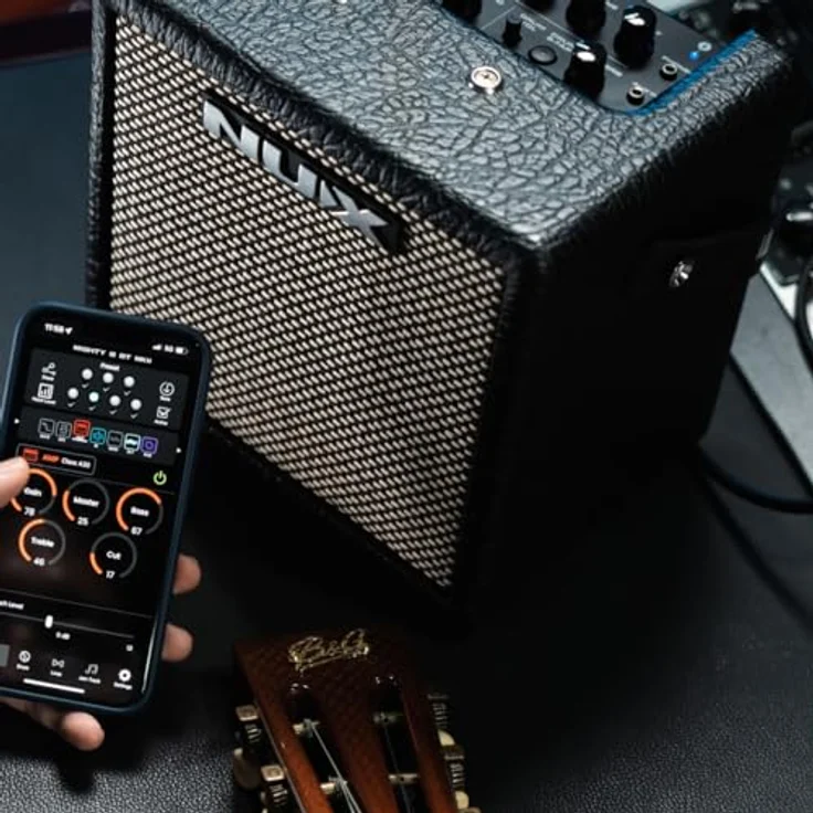 Nux Nux Gitarren-Verstärker Mighty 8BT MK2, Tragbarer Bluetooth-Verstärker mit TSAC-HD Algorithmus, 8 Watt, 6,5-Zoll Lautsprecher, für Gitarre – Bild 7