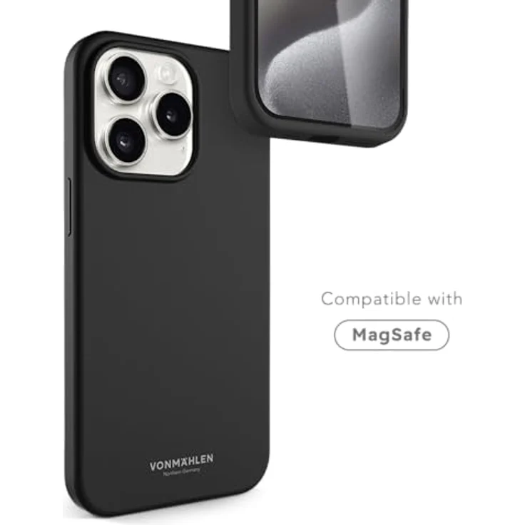 VONMÄHLEN ECO SILIKON CASE - Die nachhaltige magnetische Silikonhülle (Schwarz, iPhone 15 Pro) – Bild 2