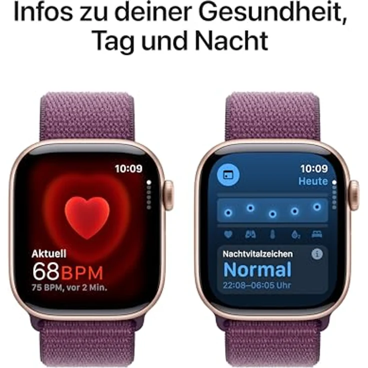 Apple Watch Series 10, 42 mm, GPS + Cellular, Aluminiumgehäuse Roségold, Sport Loop Pflaume, One size – Bild 5