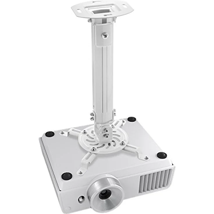 deleyCON Universal Beamerhalterung Deckenhalterung +-15° Neigbar - 360° Drehbar - bis 13,5Kg - Höhenverstellbar 380mm-580mm - Kabelführung - Weiß – Bild 2