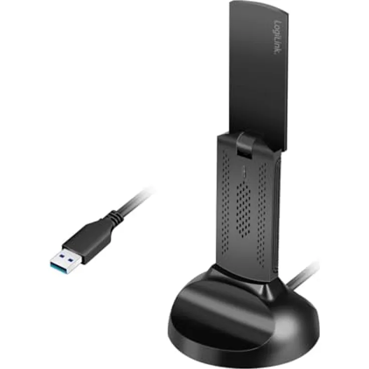 LogiLink WL0251, Wi-Fi 6E USB Adapter 5,8 GHz mit magnetischer Halterung, 4 dBi Antenne, WPA3, LED, kompatibel mit Windows 10/11 und Linux