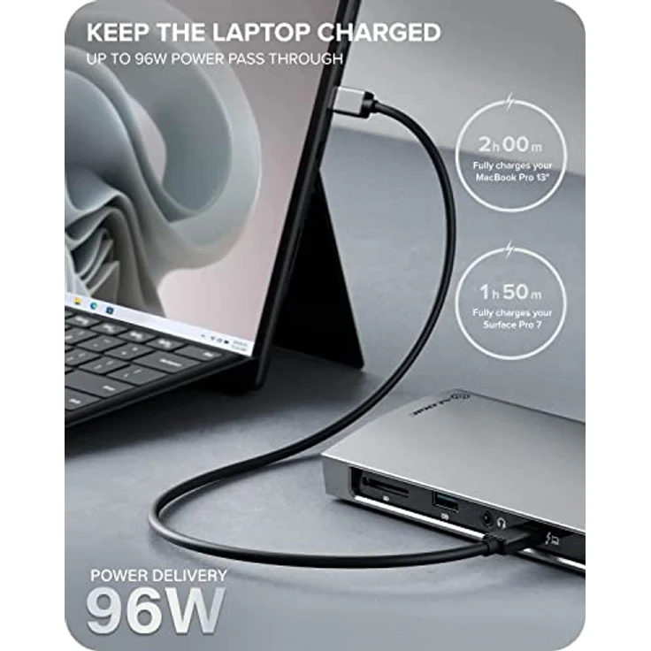 ALOGIC Thunderbolt 4 Blaze 11-in-1-Dockingstation, 3xUSB-C 4.0, 3xUSB-A 3.1 Gen 2, 1xUSB-A 2.0, 96W PD, 4K@60Hz, Audiobuchse, Ethernet, SD-Kartenleser, Windows, Mac & Chromebook kompatibel. – Bild 5