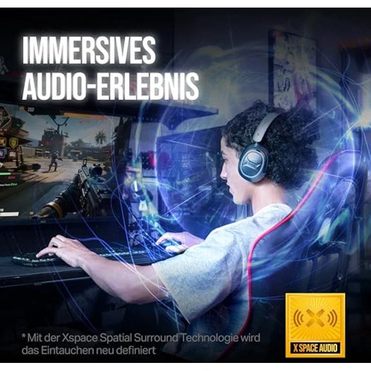 OXS Storm A2, kabelloses Gaming-Headset mit aktiver Geräuschunterdrückung, 70 Stunden Akkulaufzeit, 2,4 GHz & Bluetooth 5.4, duale EQ-Modi, für PC, PS4, PS5, Switch und Handy, Schwarz – Bild 2