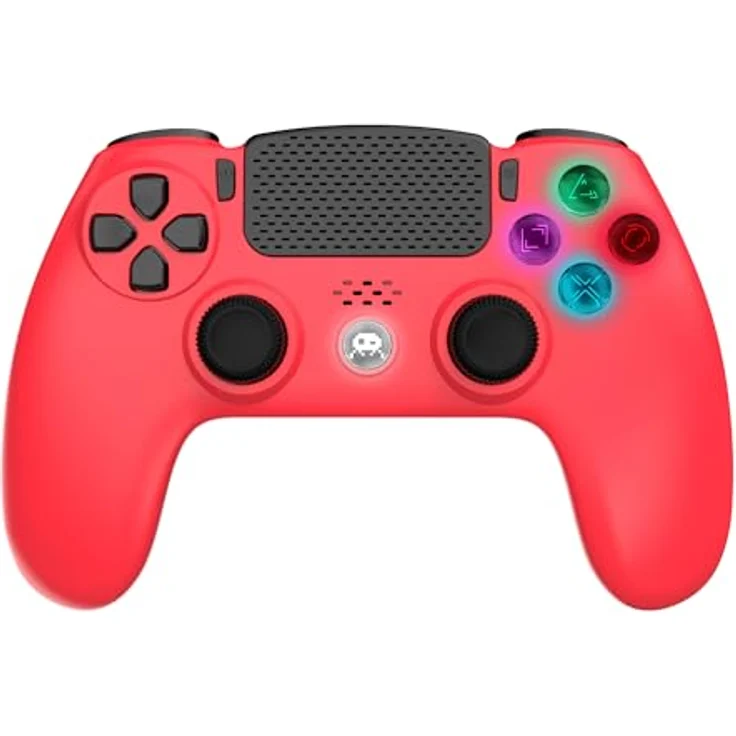Freaks and Geeks Drahtloser Controller Rot V2, Gaming Controller für PS4, PS3 und PC, mit Doppelte Vibration, 3,5mm Klinke und LED-beleuchteten Tasten, Rot – Bild 2