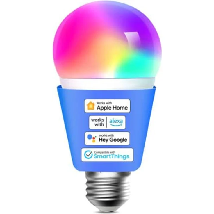 meross Smart Wifi-Light LED Mehrfarbige dimmbare Glühbirne, kompatibel mit Siri, Alexa, Google Home und SmartThings, E27 Warmweiß (Die Verpackung des Produkts kann variieren). – Bild 1