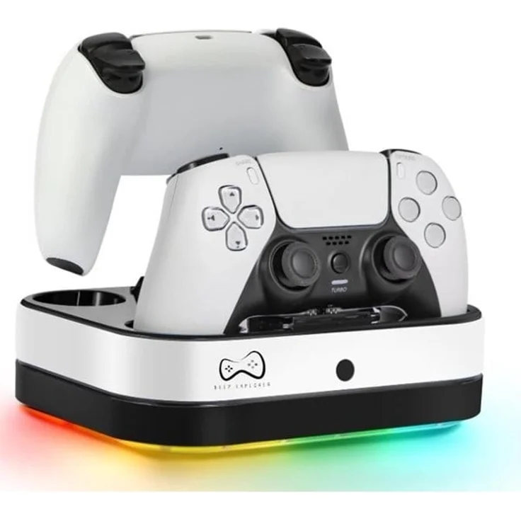 Deep Explorer Doppelladestation für DualSense und PlayStation Portal, mit RGB-LEDs und 9 Beleuchtungsmodi, für Sony PlayStation 5