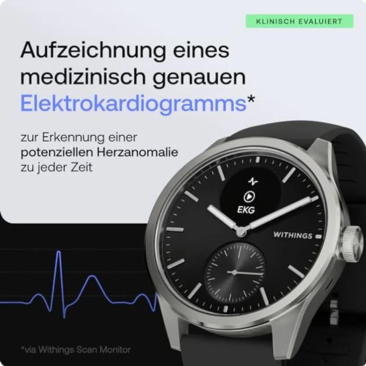 WITHINGS ScanWatch 2 42mm, Hybrid Smartwatch Herzgesundheit für Männer & Frauen - EKG, SPO2, Temperaturüberwachung, Schlaftracking, Atemwegsgesundheit, Zyklustracking, 30 Tage Akkulaufzeit, iOS & Android – Bild 3