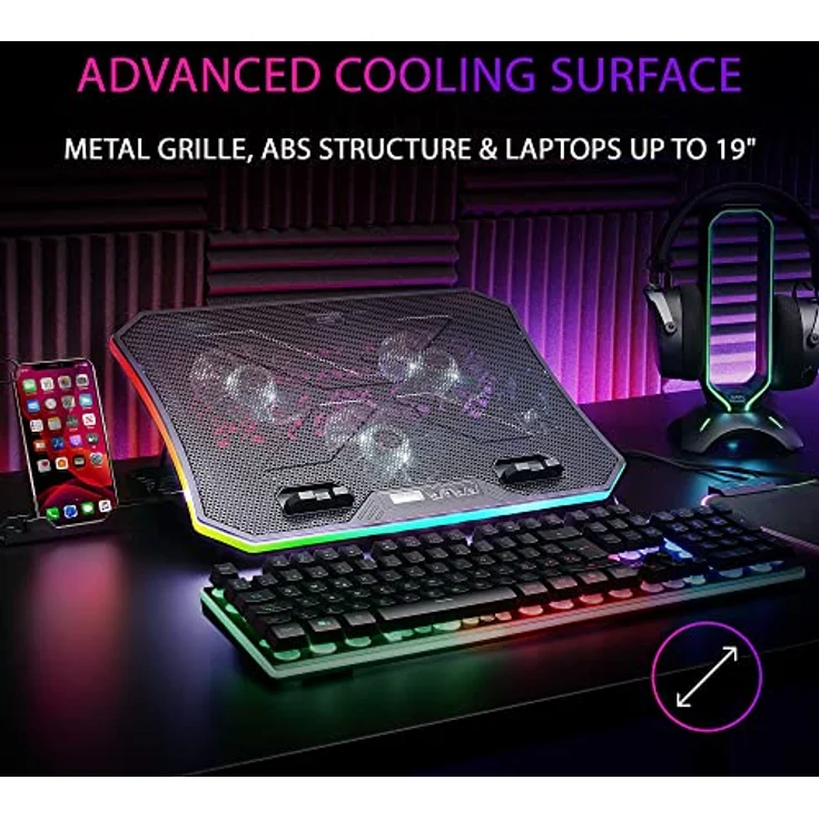 Mars Gaming MNBC6, Kühlsockel + Ständer XL 19'' ARGB, 3 Lüfter, Mobiler Ständer – Bild 2