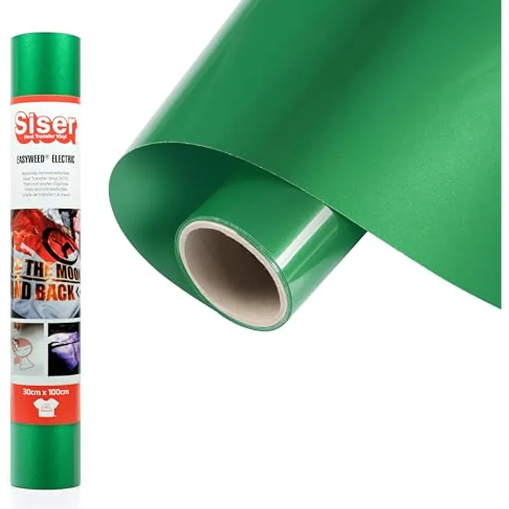 Siser Metal Flexfolie, Schnittbreite 30 cm, grüne Textiltransferfolie mit gebürstetem Metall-Effekt