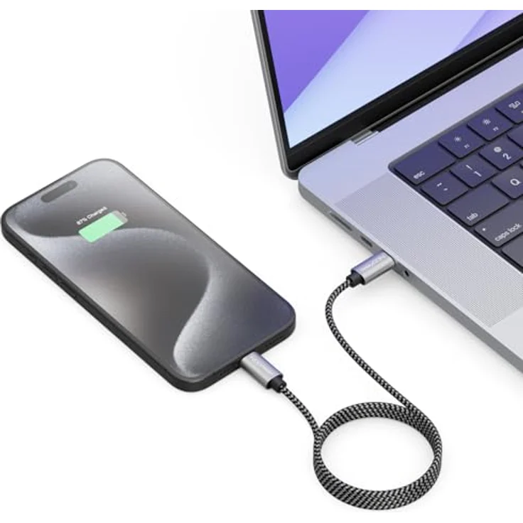 deleyCON 1m USB C Kabel PD3.0, 60W Schnellladekabel mit Nylon-Ummantelung, USB-C auf USB-C für iPhone 17 16 15 Pro Max, Galaxy S26 S25 S24 S23, Pixel, iPad Pro, MacBook Air, Switch, PS5 – Bild 4