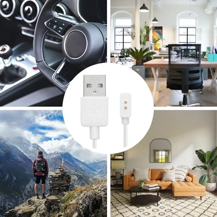 kwmobile USB Kabel Charger kompatibel mit Xiaomi Redmi Watch 4 / Watch 3 Active/Watch 3 Lite Ladekabel - Smart Watch Ersatzkabel - Fitnesstracker Aufladekabel in Weiß – Bild 5