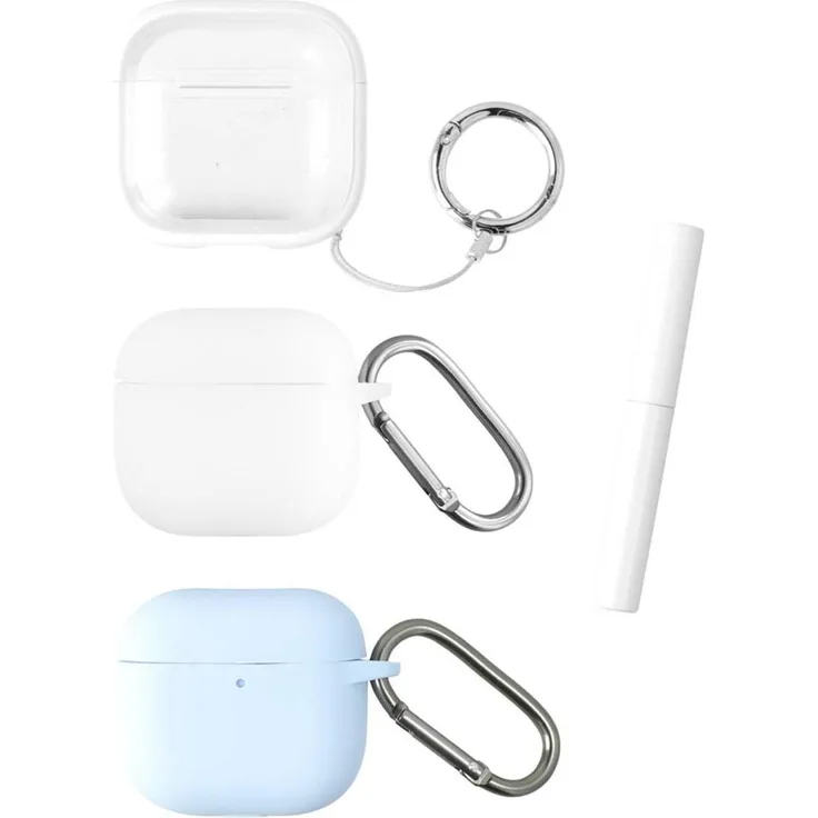 4smarts Transportcase Set Omega, 3-in-1 Kopfhörertasche mit Schutzhülle, hellblau, inkl. Reinigungsstift und Zubehör