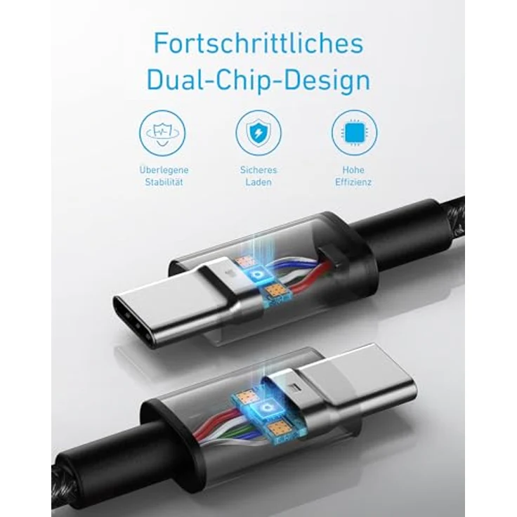 Anker New Nylon USB-C to USB-C 100 W Cable, 3 m, schwarz (A8758011) – Bild 3
