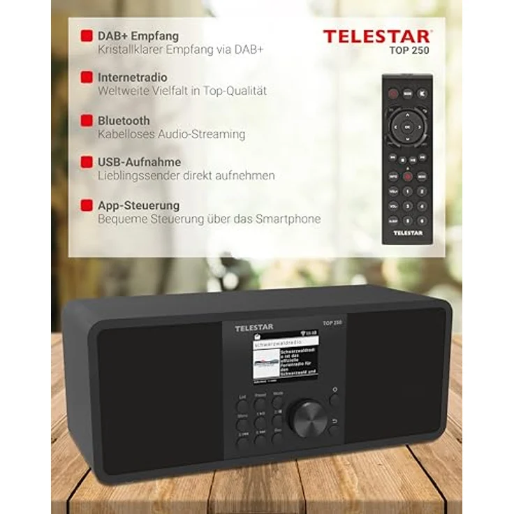 Telestar TOP 250 DAB+ Internetradio, Bluetooth 5.3, schwarz – Bild 5