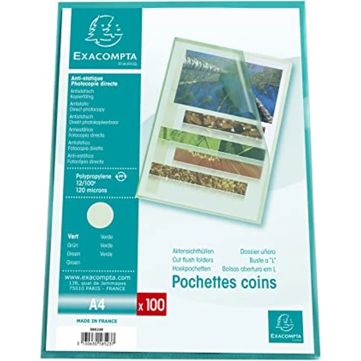EXACOMPTA Aktenordner Aktenhülle 58523E A4 PP grün, PA=100Stk. , Ideal für den Schutz und die Ablage von einigen Blättern – Bild 3