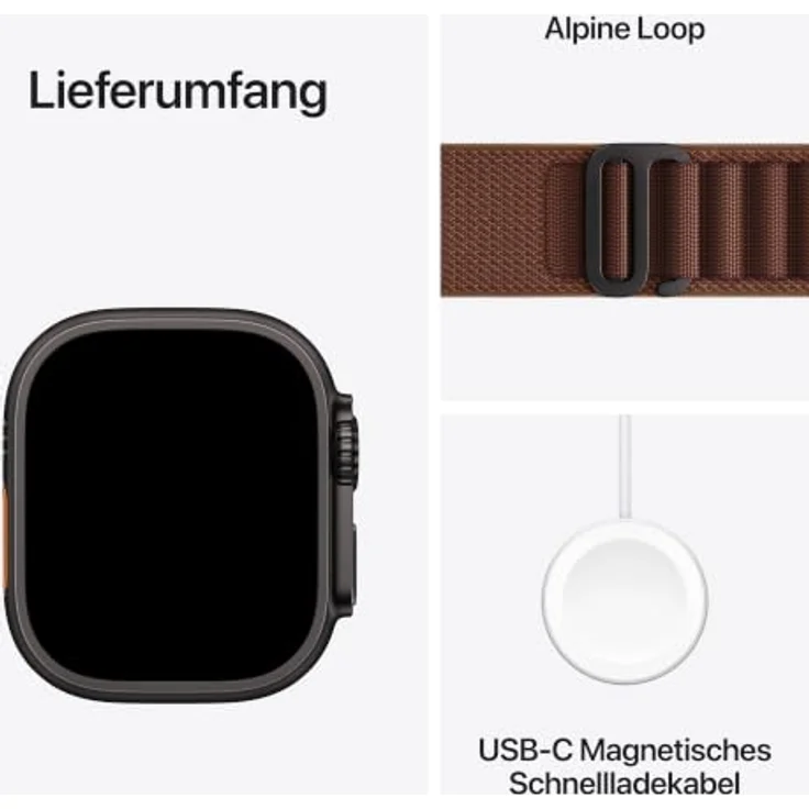 Apple Watch Ultra 4 Cellular, 49mm Schwarz Titan Case mit Burgunder Alpine Loop, S11 Chip, GPS, Unfall- und Sturzerkennung - L – Bild 7