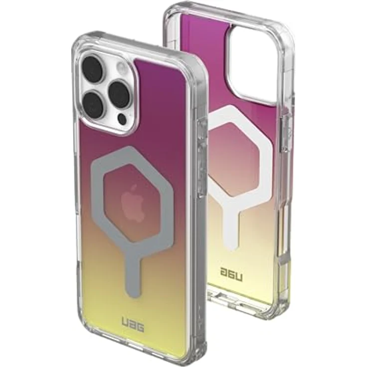 URBAN ARMOR GEAR Plyo MS Case kompatibel mit Apple iPhone 16 Pro Max Hülle (Wireless Charging / Magnetisches Aufladen kompatibel, Air-Soft Ecken, Erhöhter Rand) gelb / transparent / ombre – Bild 1