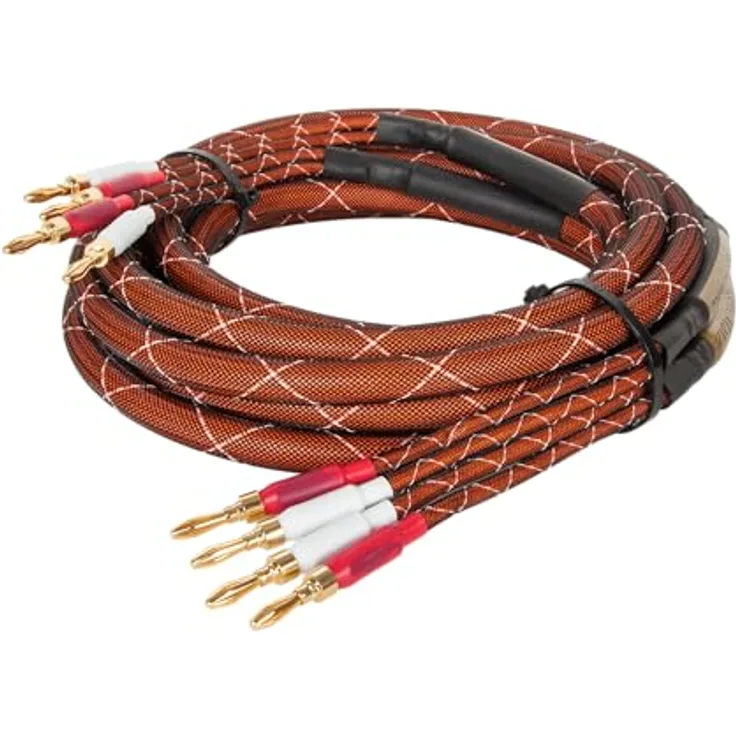Krüger&Matz Lautsprecherkabel 5,0 m Bananenstecker 2 Stk. OFC-Kupfer vergoldet, abgeschirmt, 5 Meter
