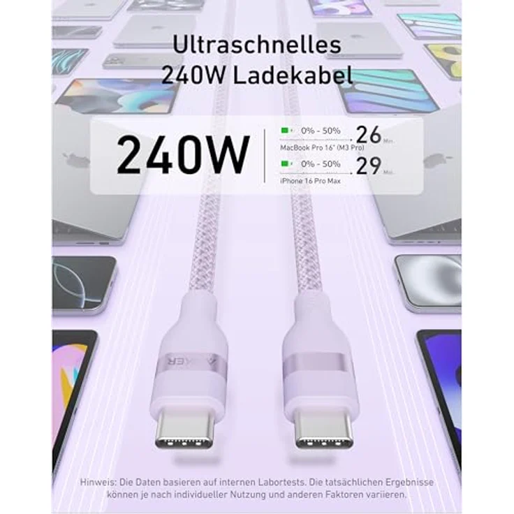 Anker Nano 240W USB C Kabel, geflochten und flexibel, 1,8m – Bild 2